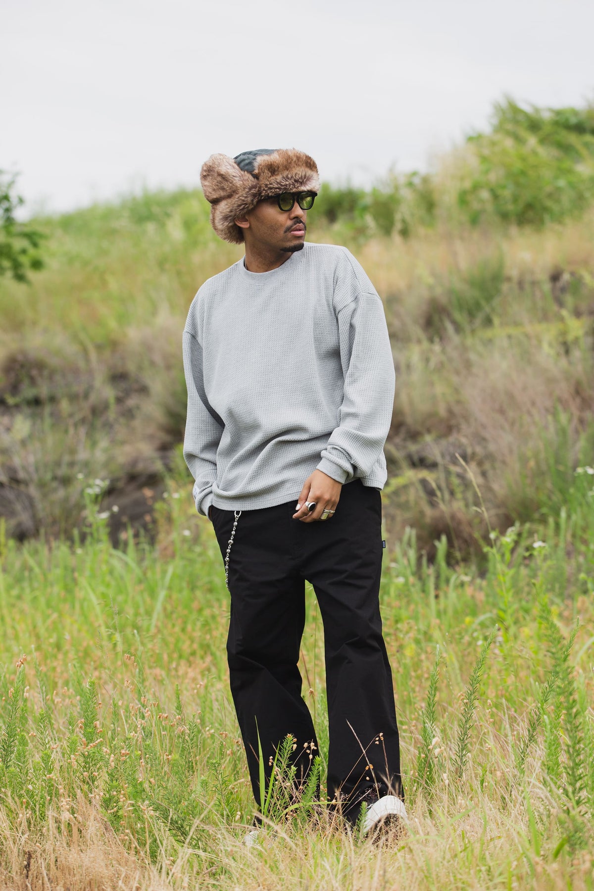 PLAIN EMBROIDERY THERMAL LONG SLEEVE TEE