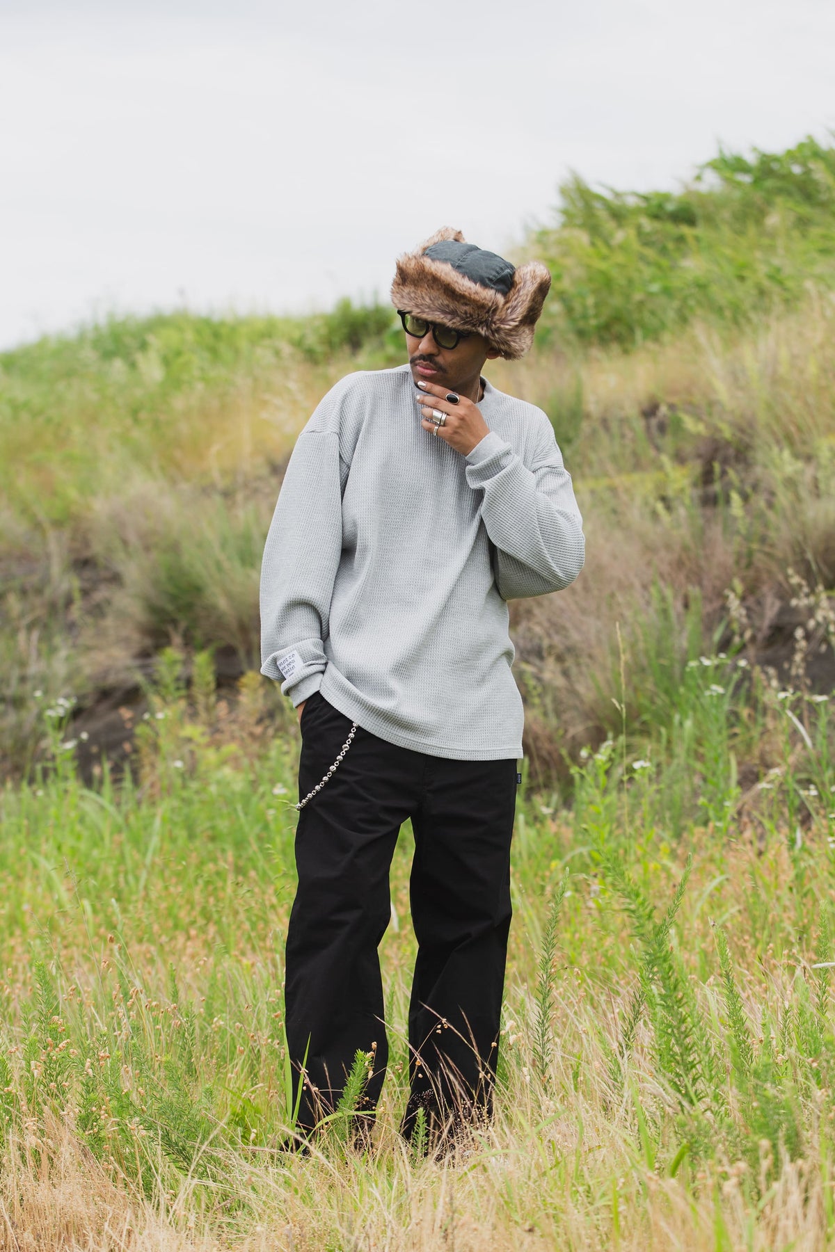 PLAIN EMBROIDERY THERMAL LONG SLEEVE TEE
