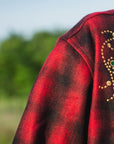 MAYO WOOL EMBROIDERY CHECK SHIRT JACKET - RED