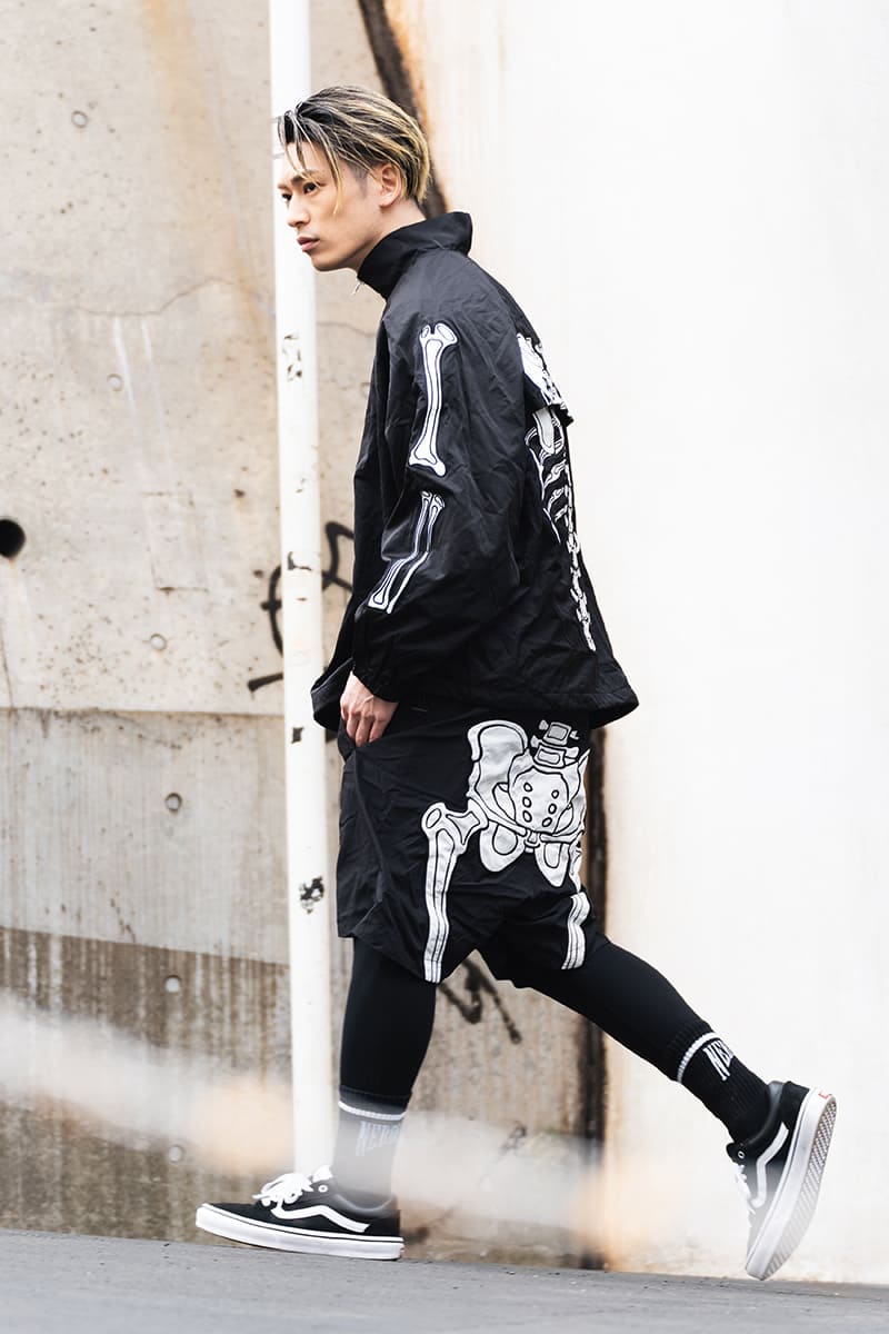 MAYO BONES Embroidery Nylon Anorak - BLACK