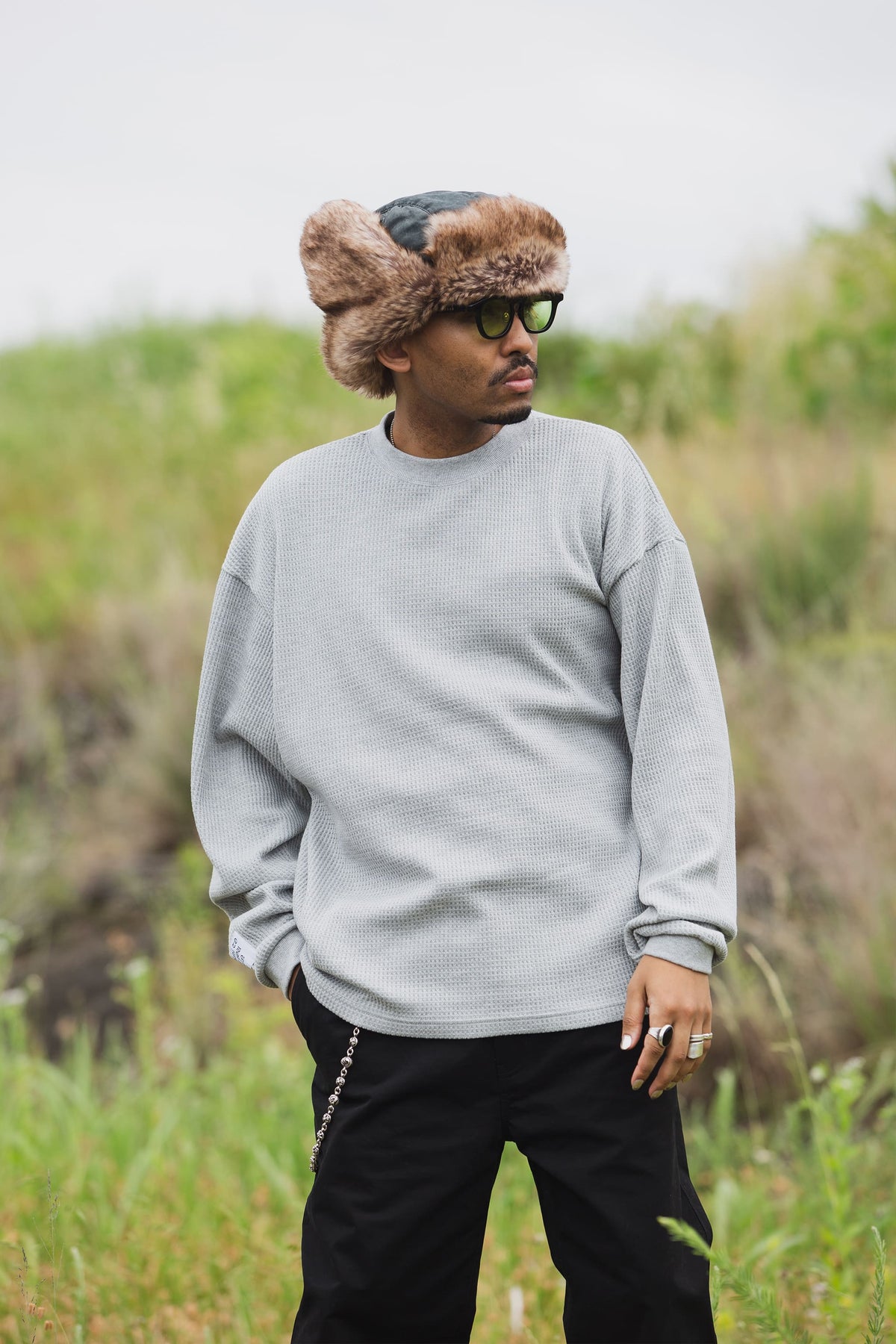 PLAIN EMBROIDERY THERMAL LONG SLEEVE TEE