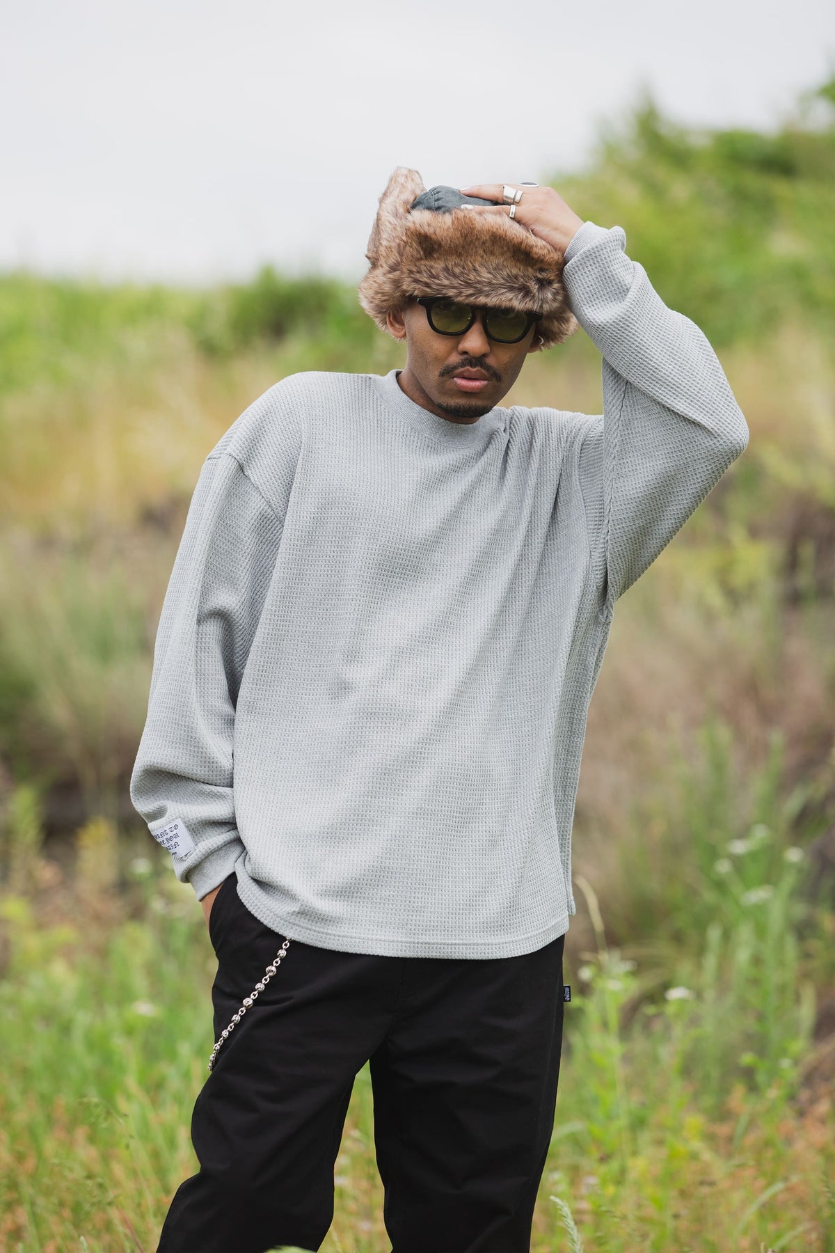 PLAIN EMBROIDERY THERMAL LONG SLEEVE TEE