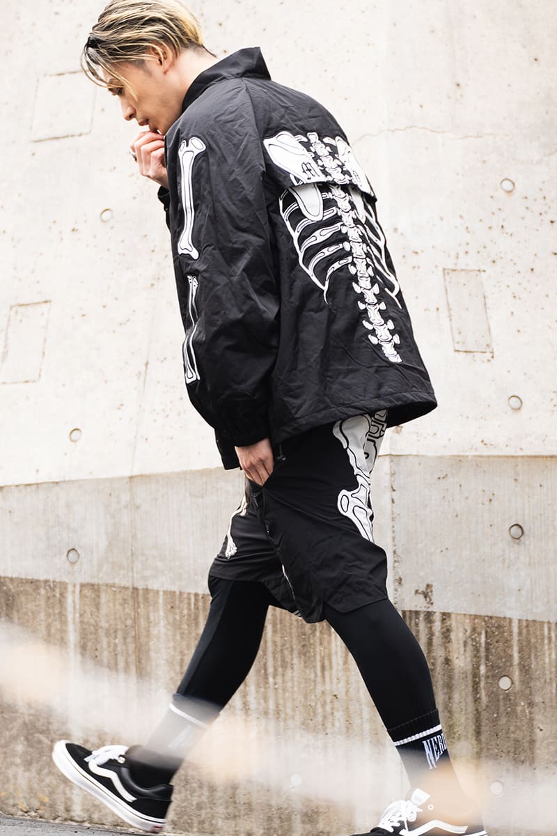 MAYO BONES Embroidery Nylon Anorak - BLACK