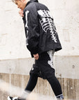 MAYO BONES Embroidery Nylon Anorak - BLACK