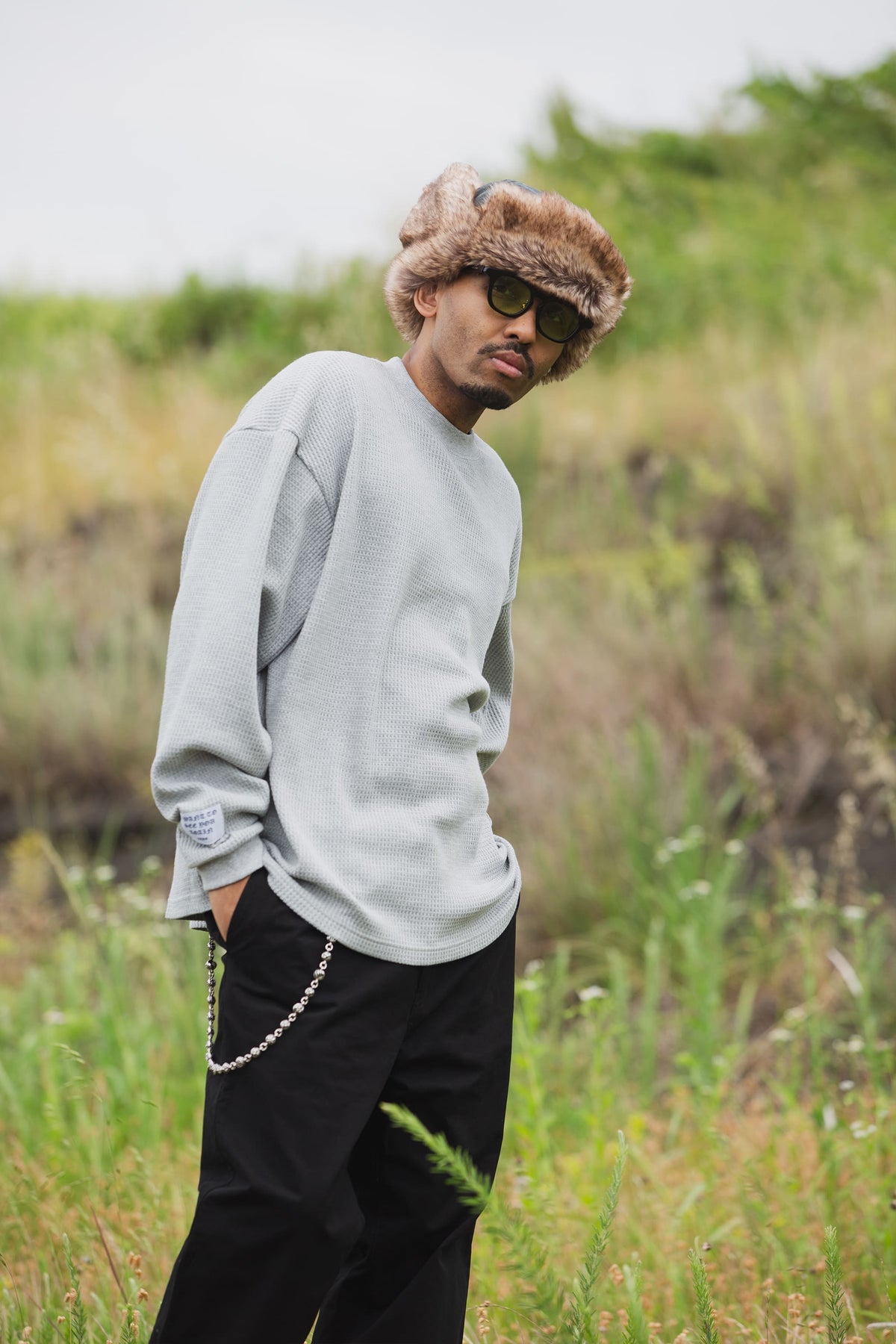 PLAIN EMBROIDERY THERMAL LONG SLEEVE TEE