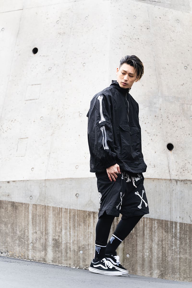 MAYO BONES Embroidery Nylon Anorak - BLACK