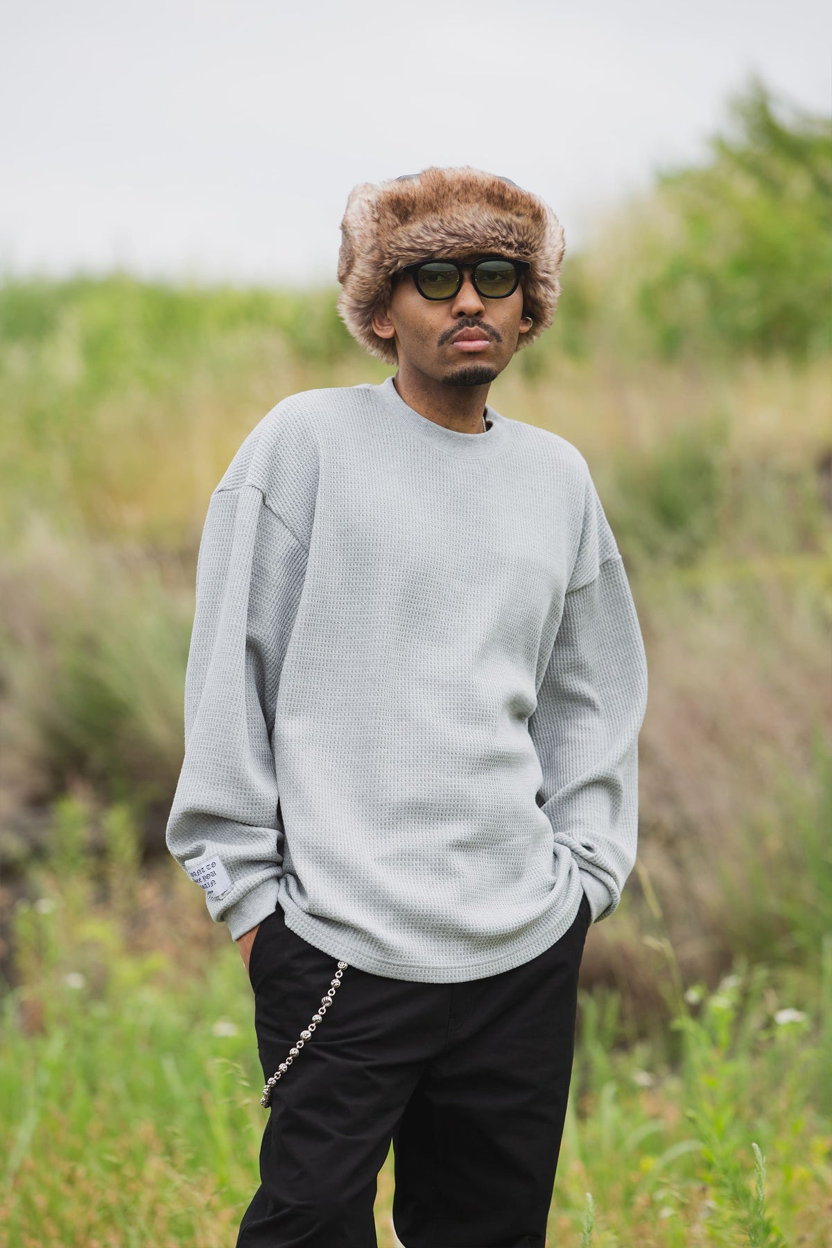 PLAIN EMBROIDERY THERMAL LONG SLEEVE TEE