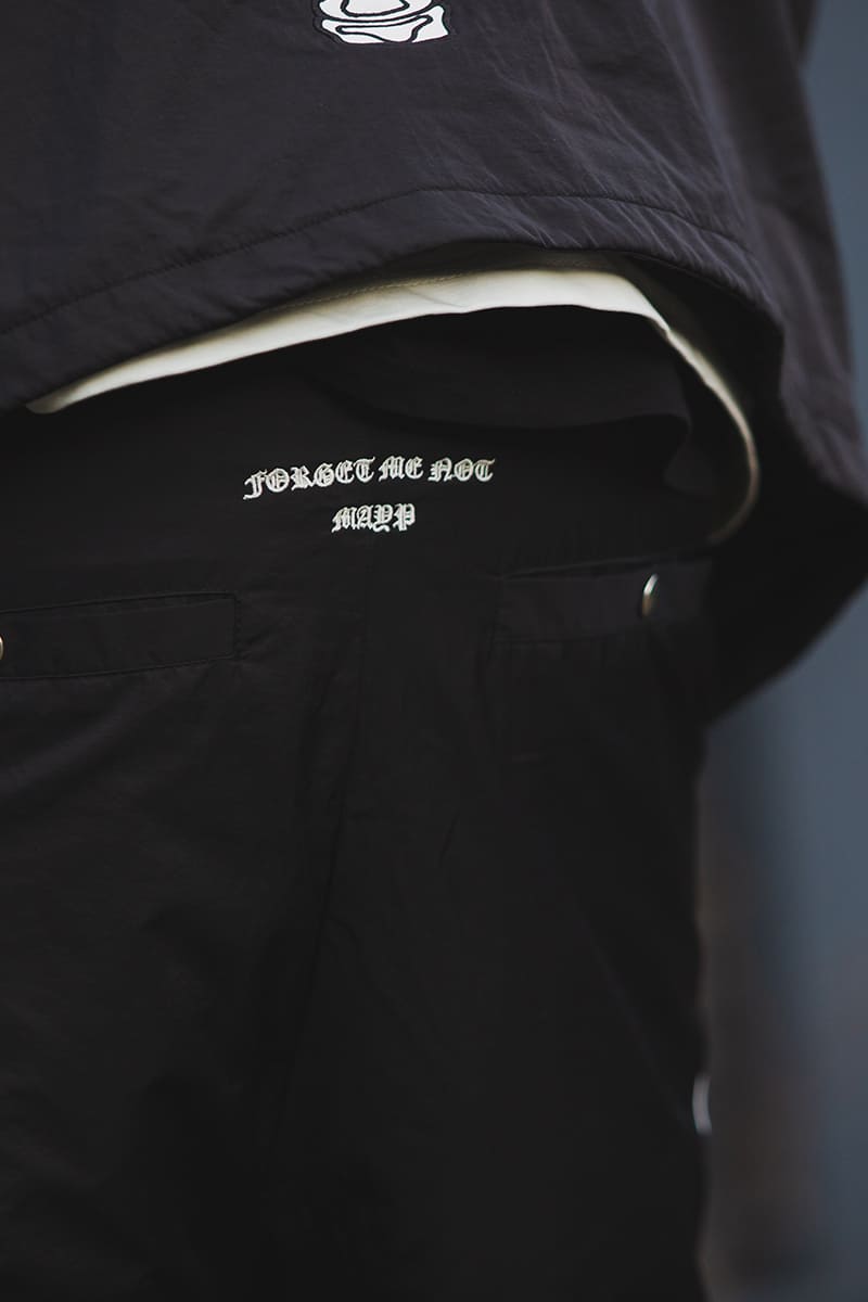 MAYO BONES Embroidery Nylon Pants - BLACK
