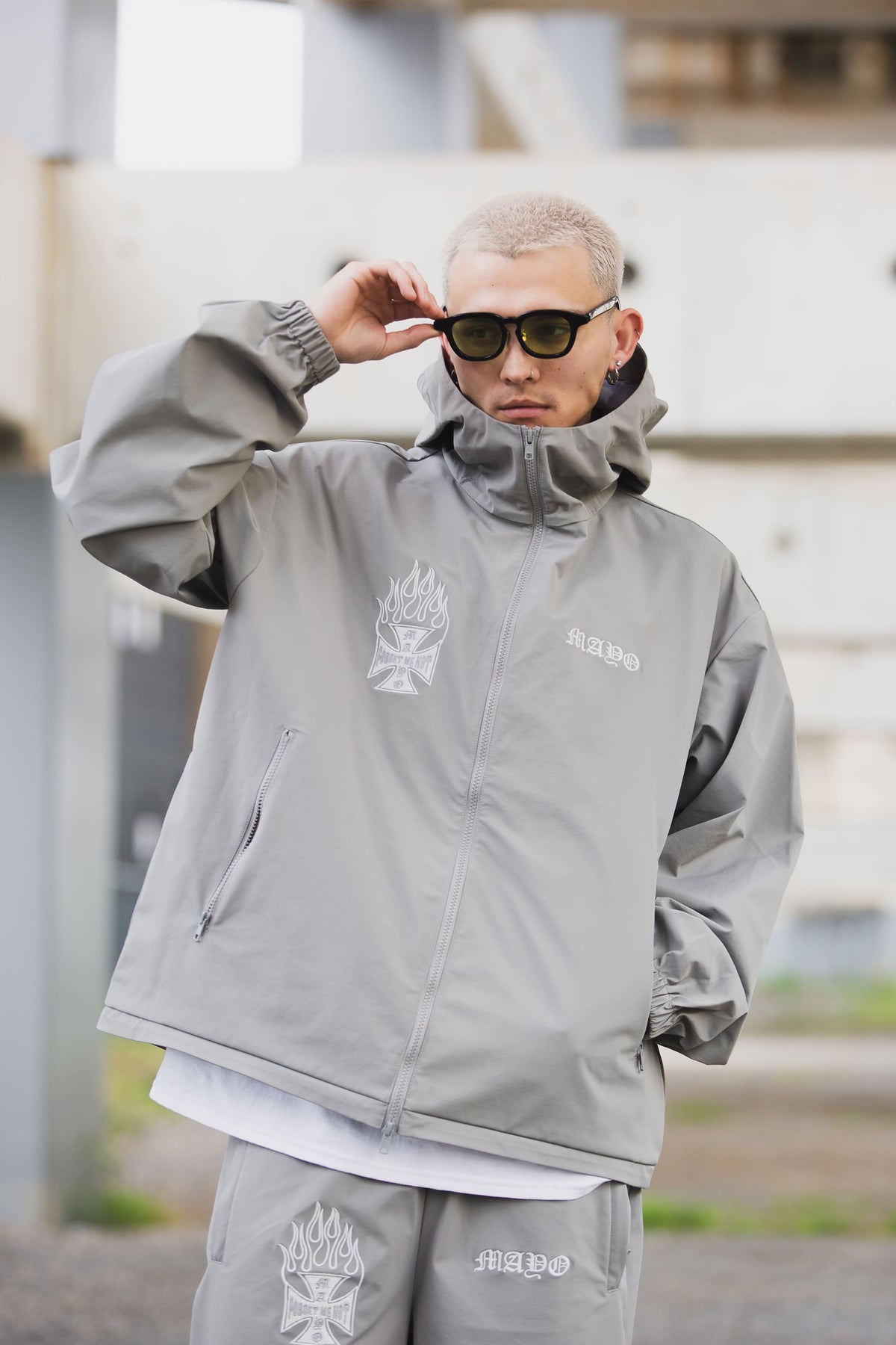 FIRE IRON CROSS EMBROIDERY NYLON JKT