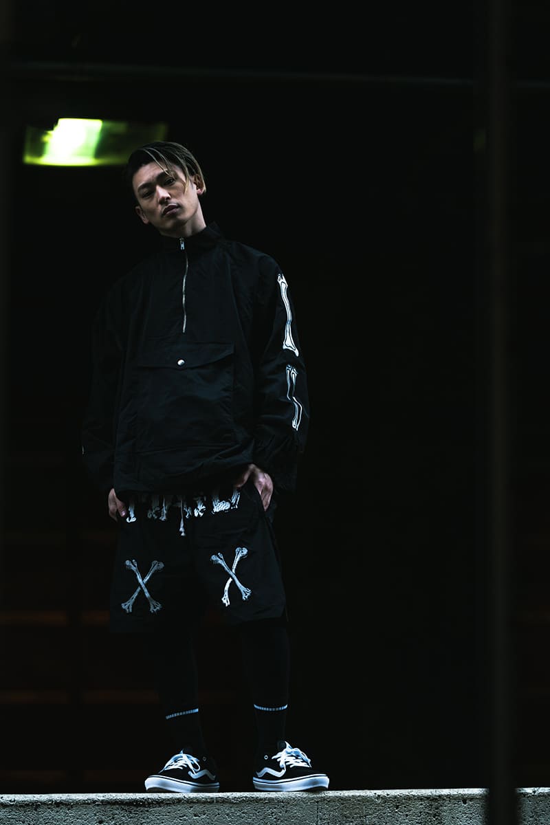 MAYO BONES Embroidery Nylon Anorak - BLACK