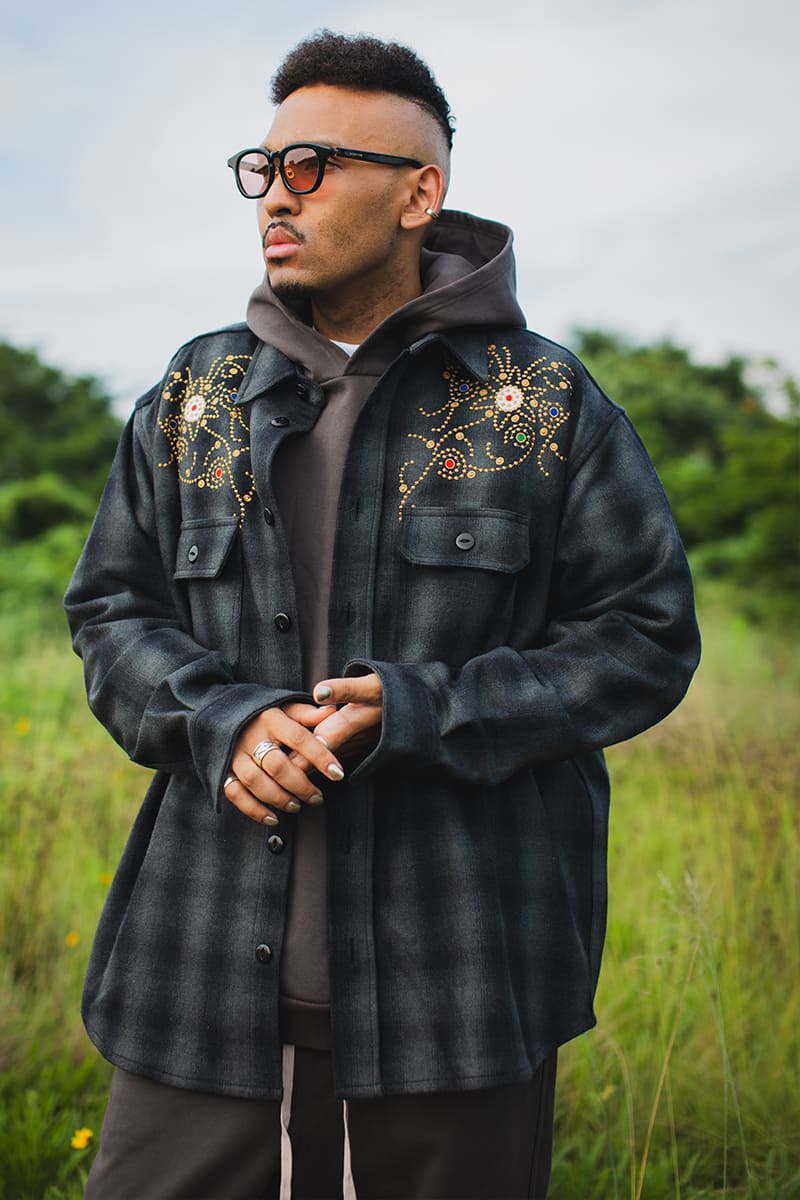 MAYO WOOL EMBROIDERY CHECK SHIRT JACKET