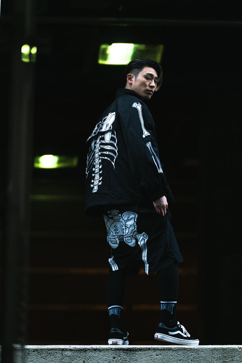 MAYO BONES Embroidery Nylon Anorak - BLACK