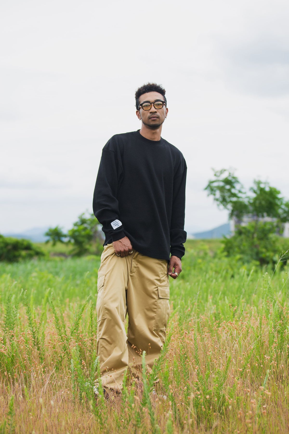 PLAIN EMBROIDERY THERMAL LONG SLEEVE TEE