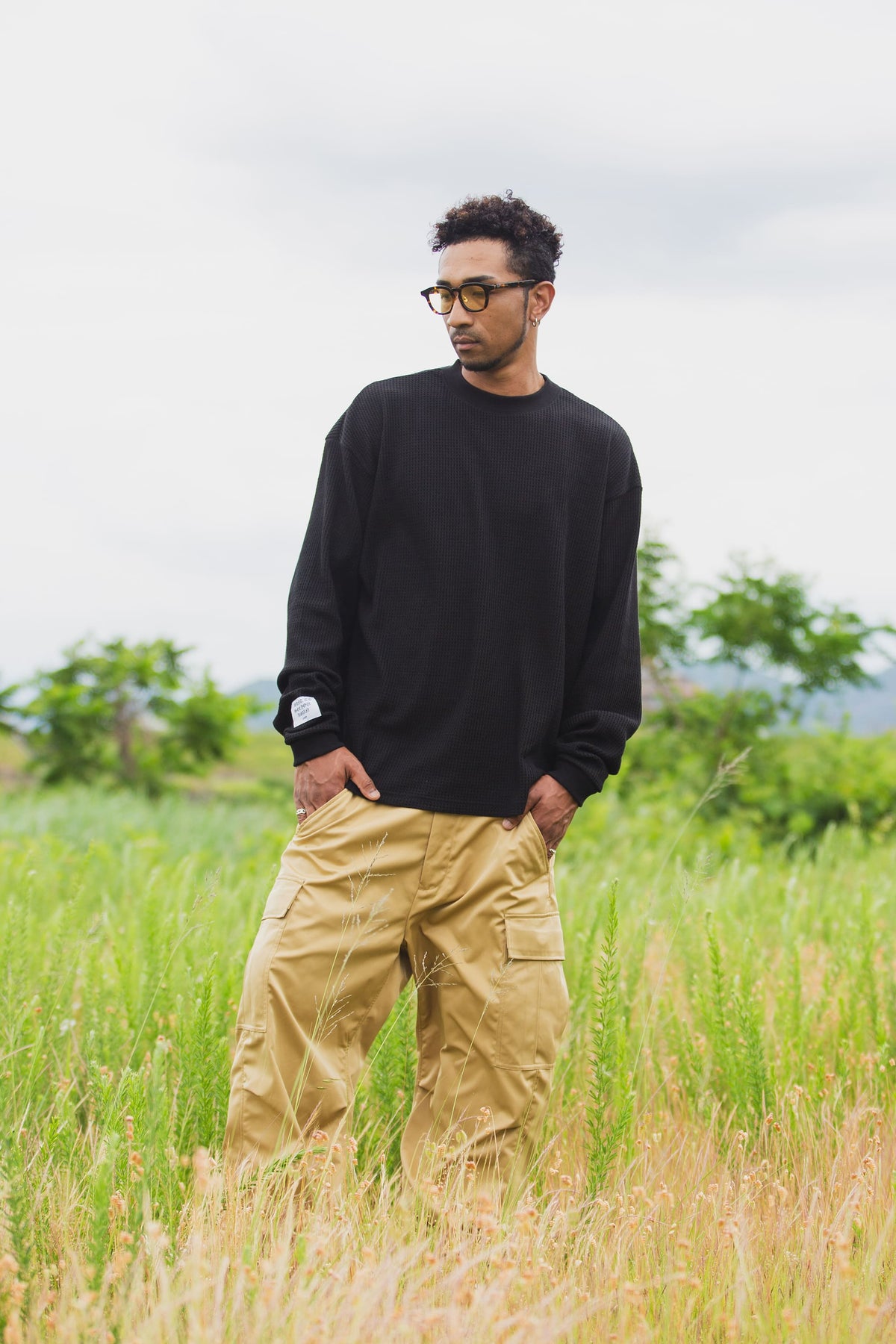 PLAIN EMBROIDERY THERMAL LONG SLEEVE TEE