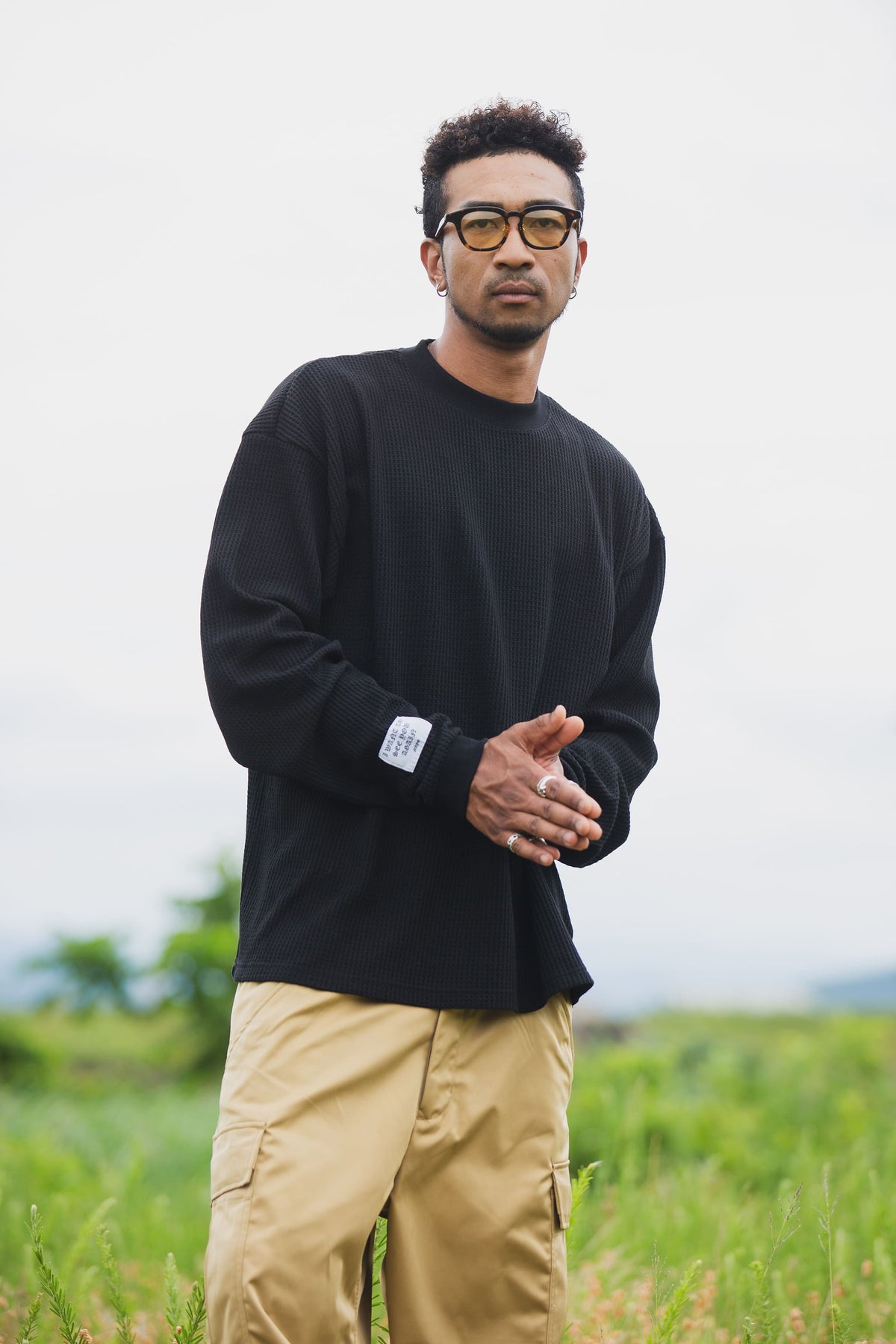 PLAIN EMBROIDERY THERMAL LONG SLEEVE TEE