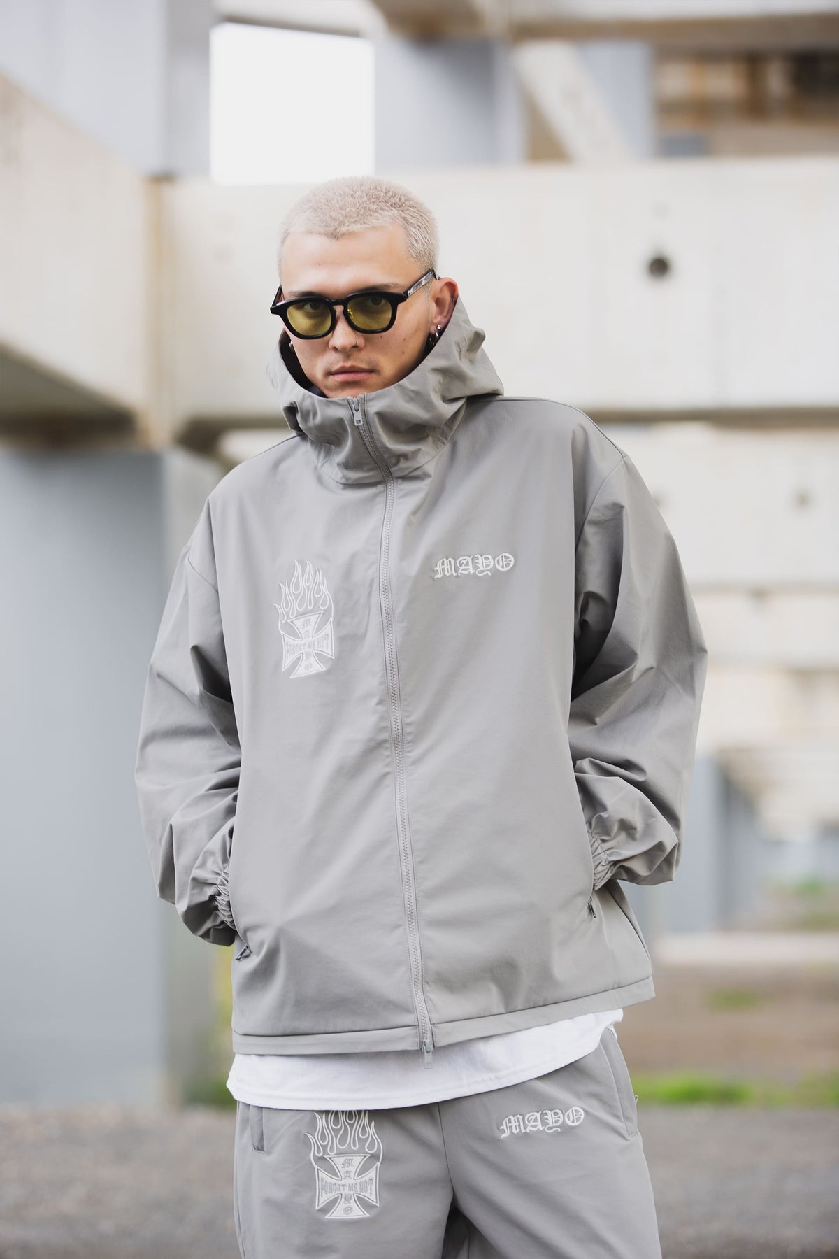 FIRE IRON CROSS EMBROIDERY NYLON JKT