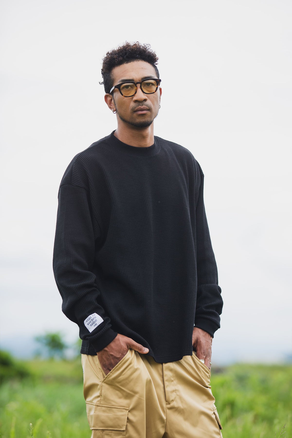 PLAIN EMBROIDERY THERMAL LONG SLEEVE TEE