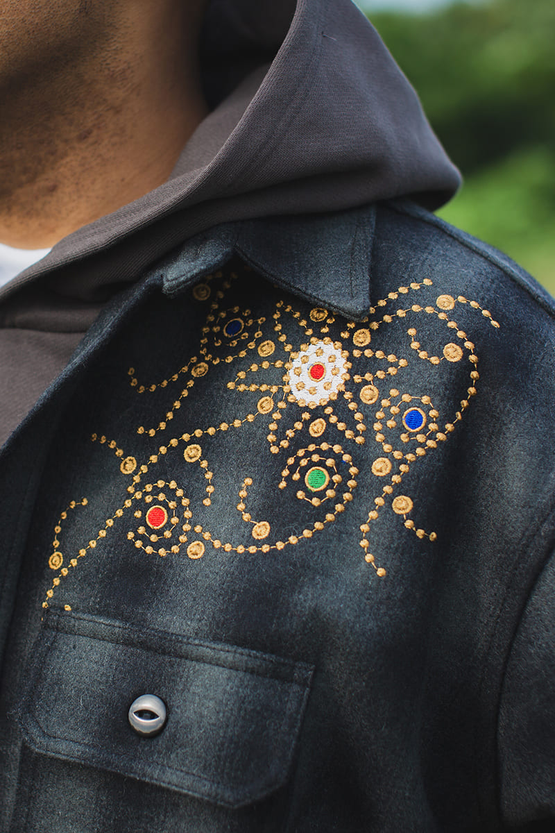 MAYO WOOL EMBROIDERY CHECK SHIRT JACKET