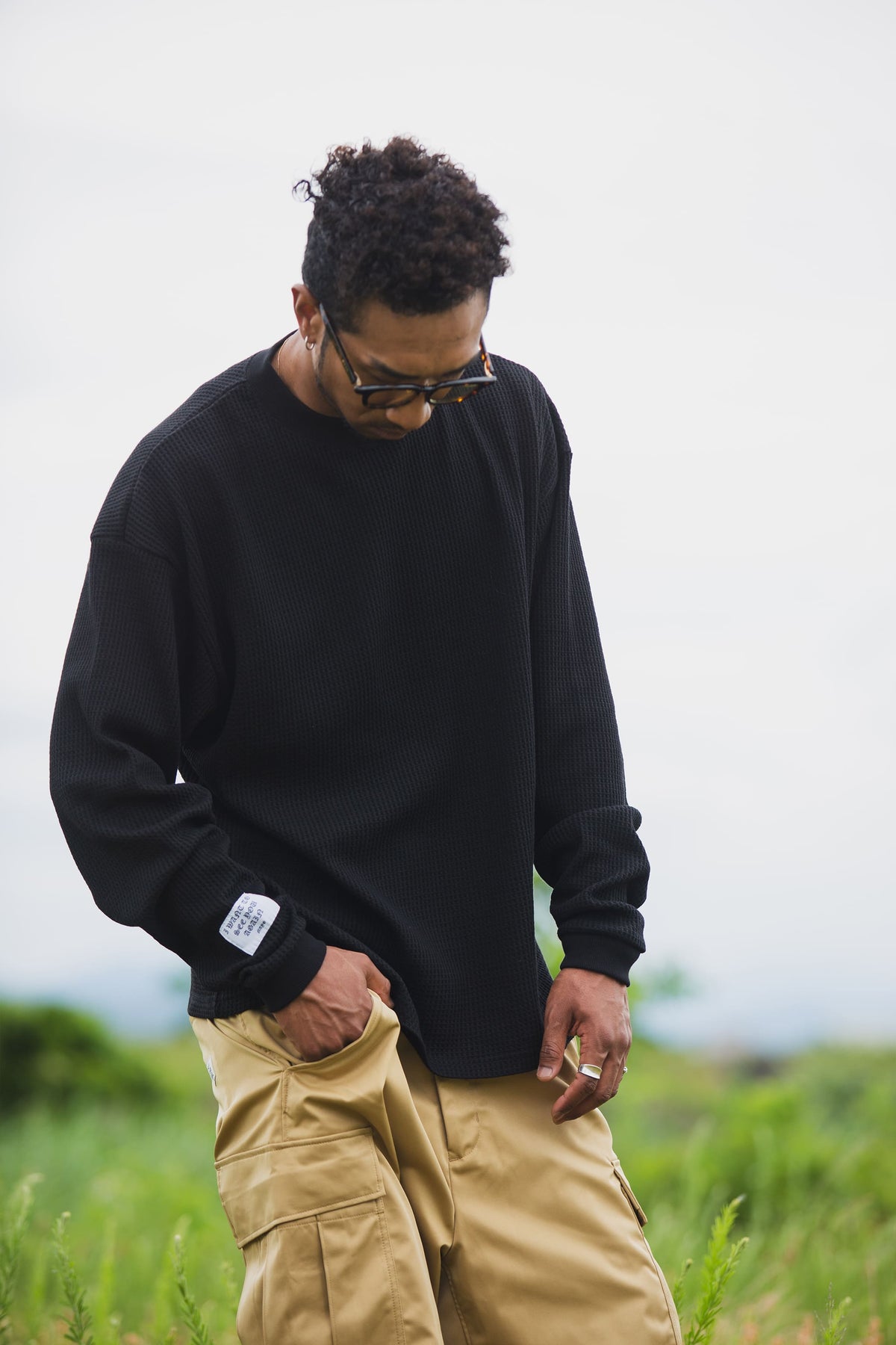 PLAIN EMBROIDERY THERMAL LONG SLEEVE TEE