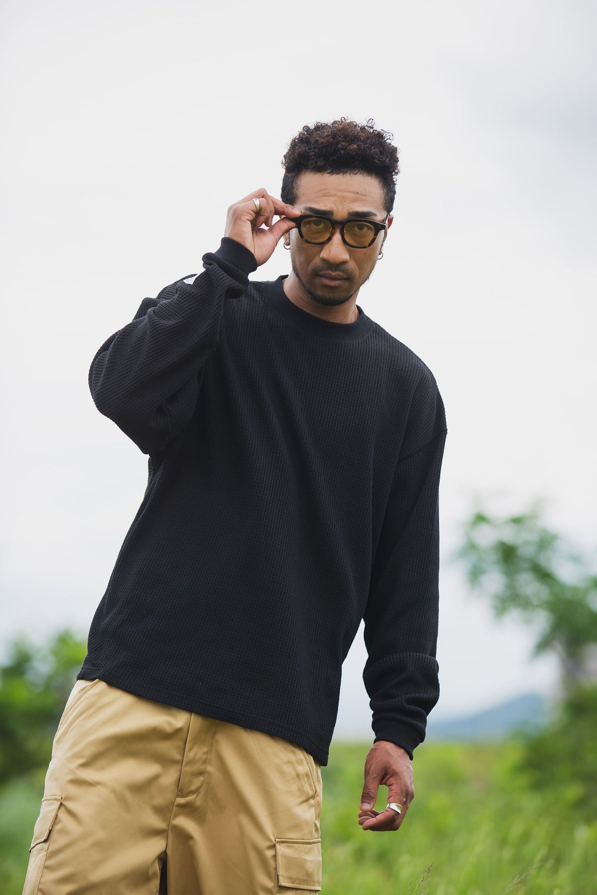 PLAIN EMBROIDERY THERMAL LONG SLEEVE TEE