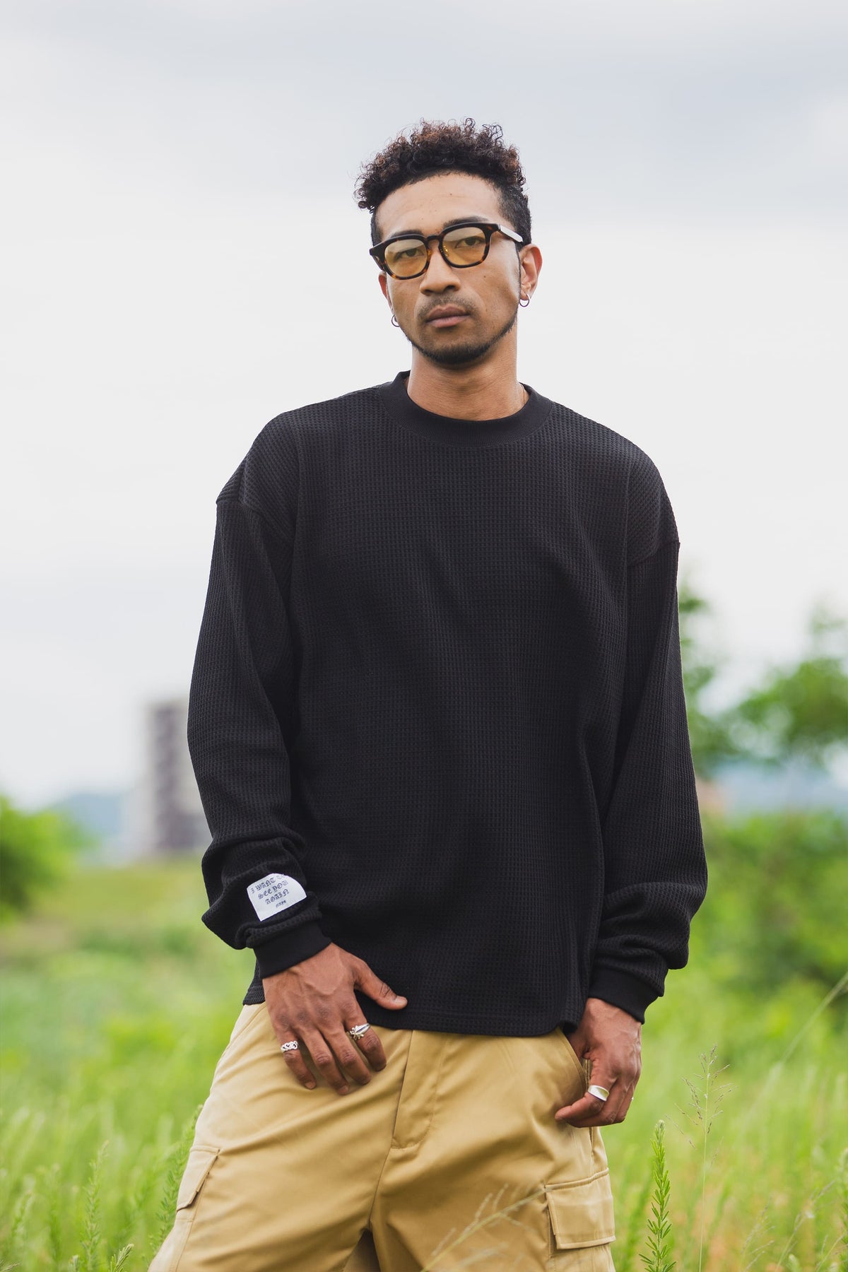 PLAIN EMBROIDERY THERMAL LONG SLEEVE TEE