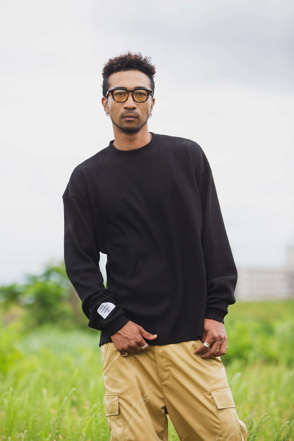 PLAIN EMBROIDERY THERMAL LONG SLEEVE TEE