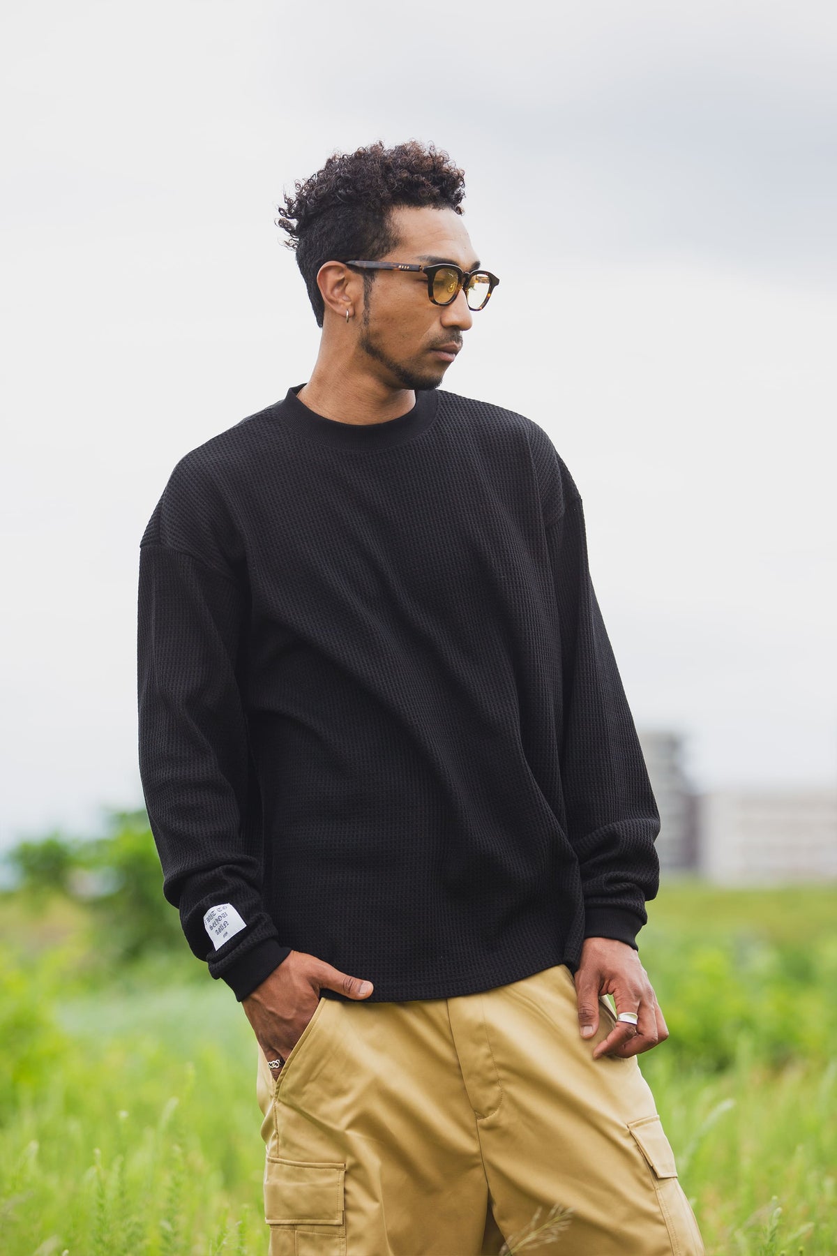 PLAIN EMBROIDERY THERMAL LONG SLEEVE TEE