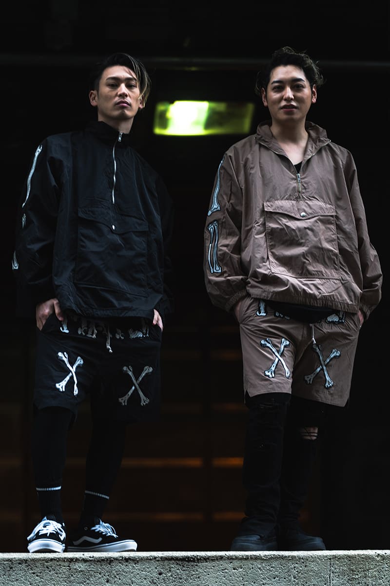 MAYO BONES Embroidery Nylon Anorak - BLACK