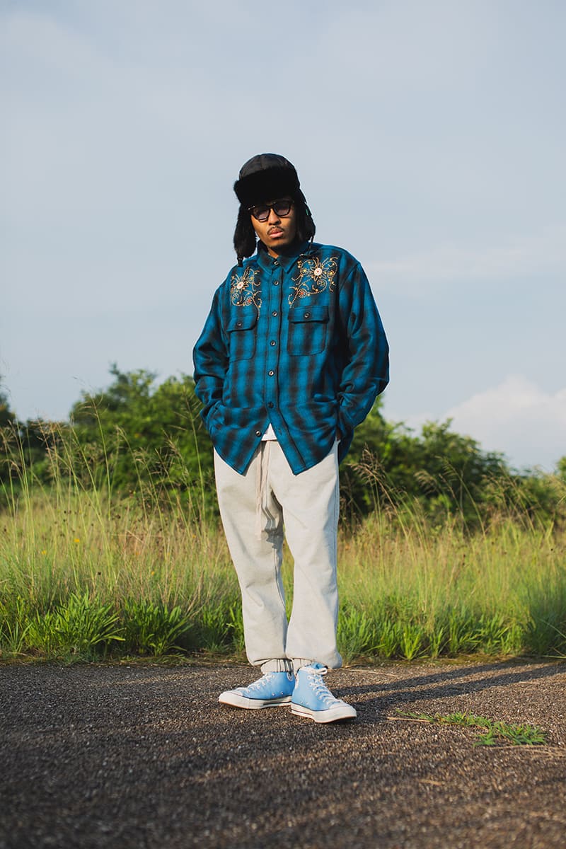 【WEB LIMITED】MAYO WOOL EMBROIDERY CHECK SHIRT JACKET - TURQUOISE BLUE