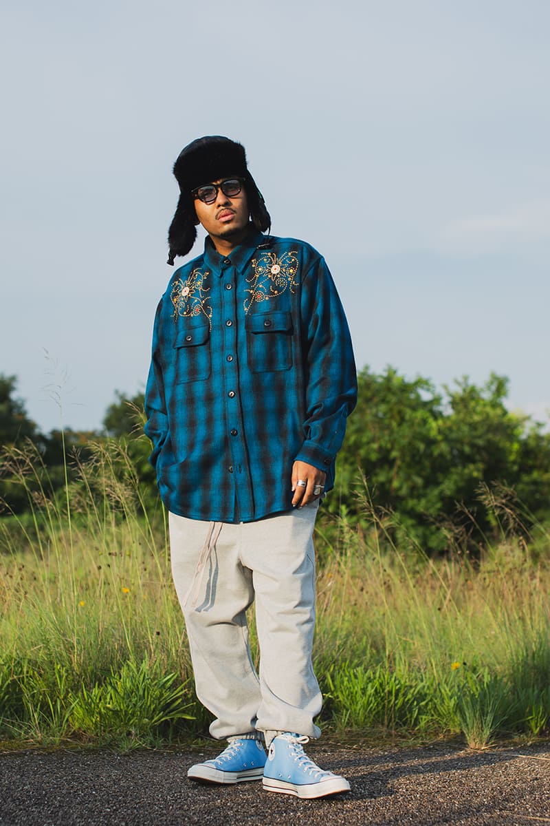 【WEB LIMITED】MAYO WOOL EMBROIDERY CHECK SHIRT JACKET - TURQUOISE BLUE