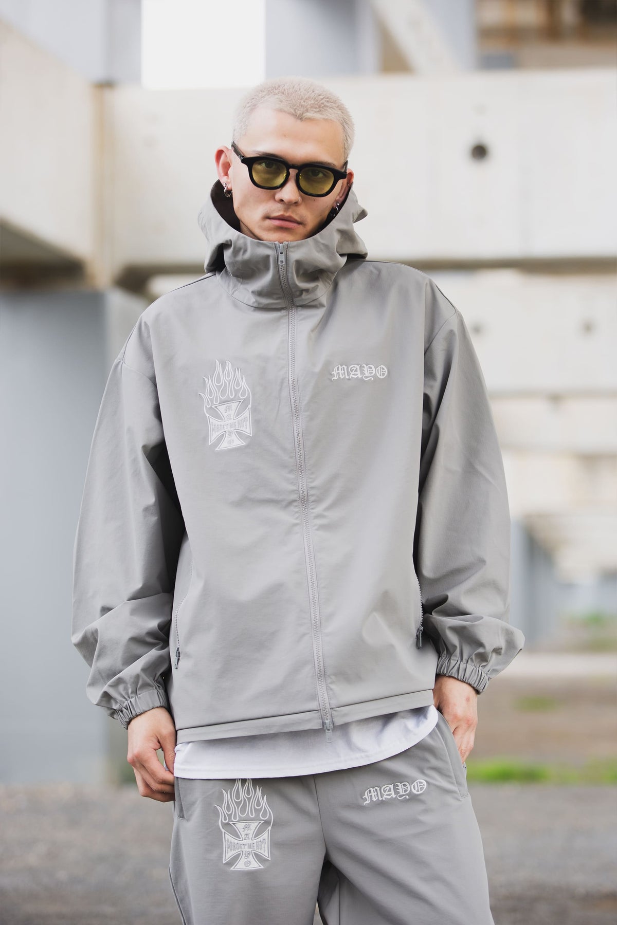 FIRE IRON CROSS EMBROIDERY NYLON JKT