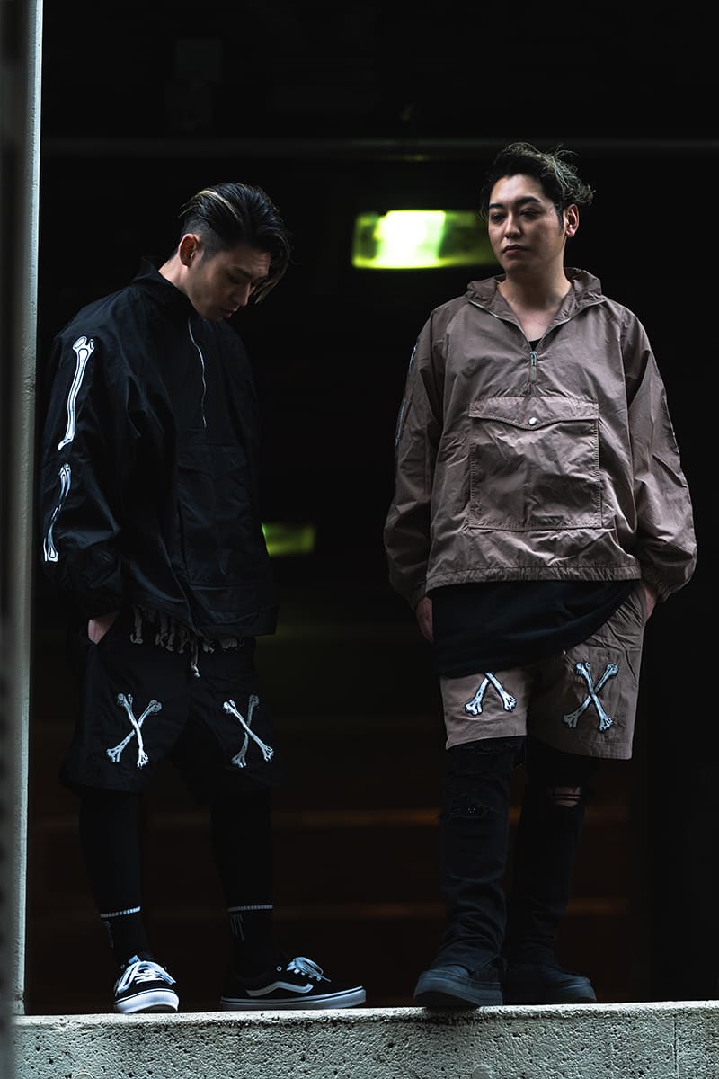 MAYO BONES Embroidery Nylon Anorak - BLACK