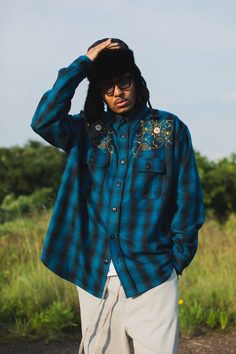 【WEB LIMITED】MAYO WOOL EMBROIDERY CHECK SHIRT JACKET - TURQUOISE BLUE