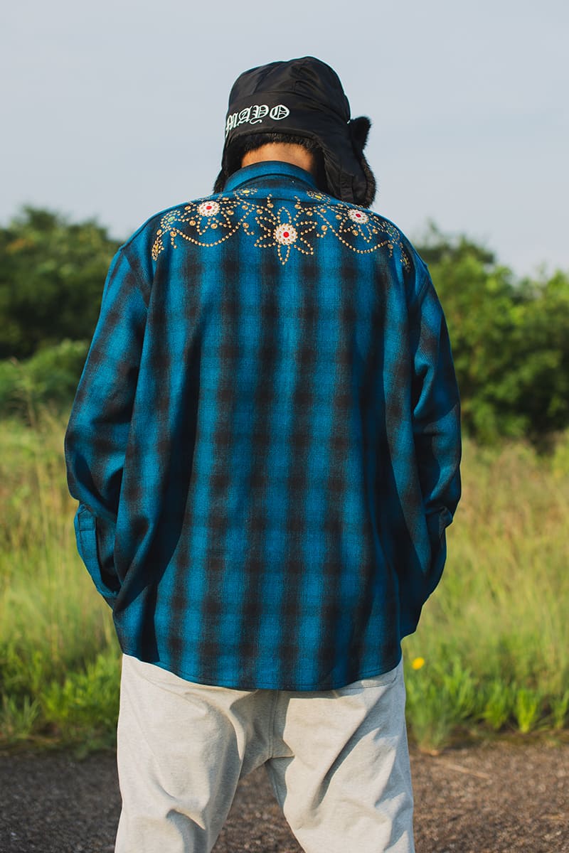 【WEB LIMITED】MAYO WOOL EMBROIDERY CHECK SHIRT JACKET - TURQUOISE BLUE