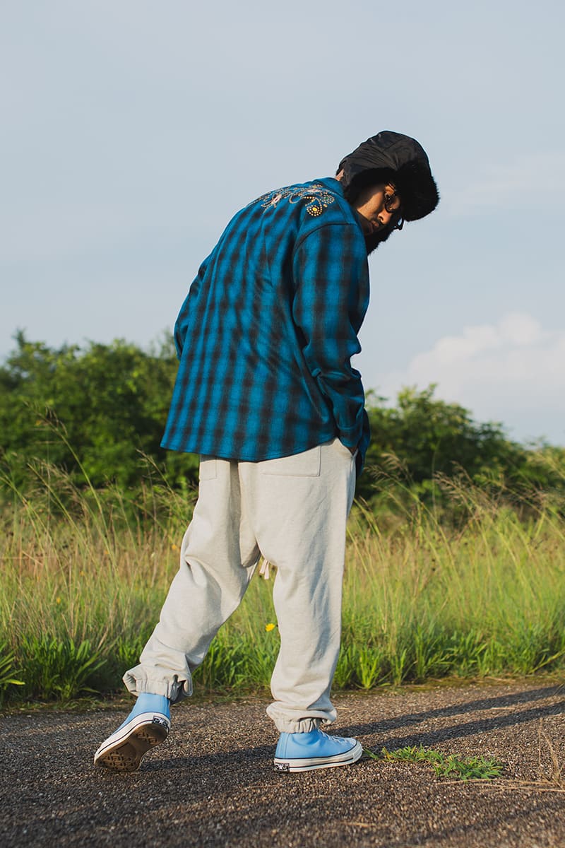 【WEB LIMITED】MAYO WOOL EMBROIDERY CHECK SHIRT JACKET - TURQUOISE BLUE