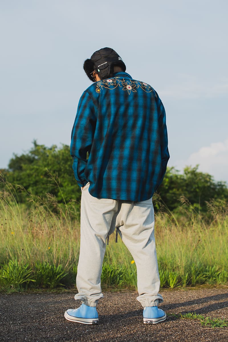 【WEB LIMITED】MAYO WOOL EMBROIDERY CHECK SHIRT JACKET - TURQUOISE BLUE