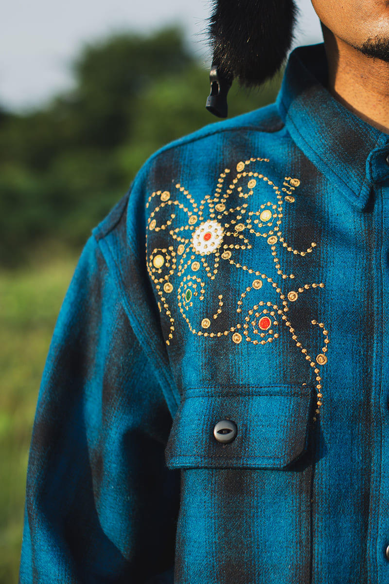 MAYO WOOL EMBROIDERY CHECK SHIRT JACKET