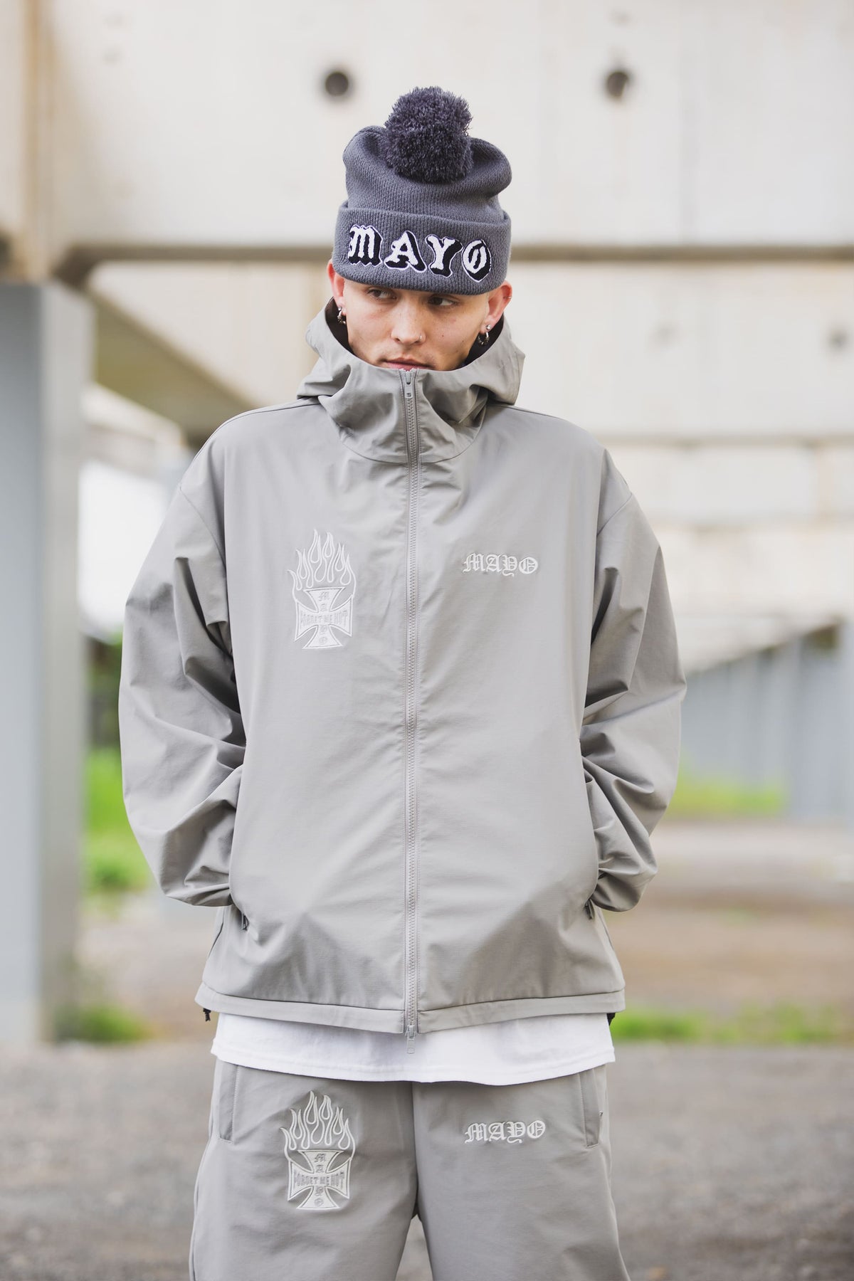 FIRE IRON CROSS EMBROIDERY NYLON JKT