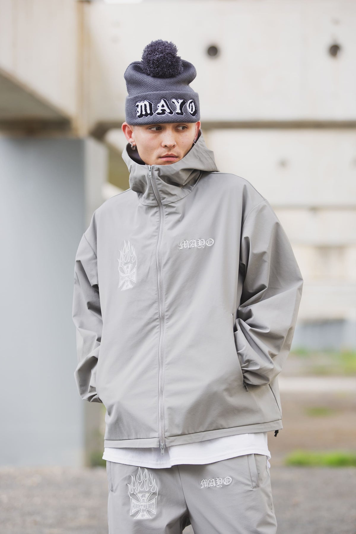 FIRE IRON CROSS EMBROIDERY NYLON JKT