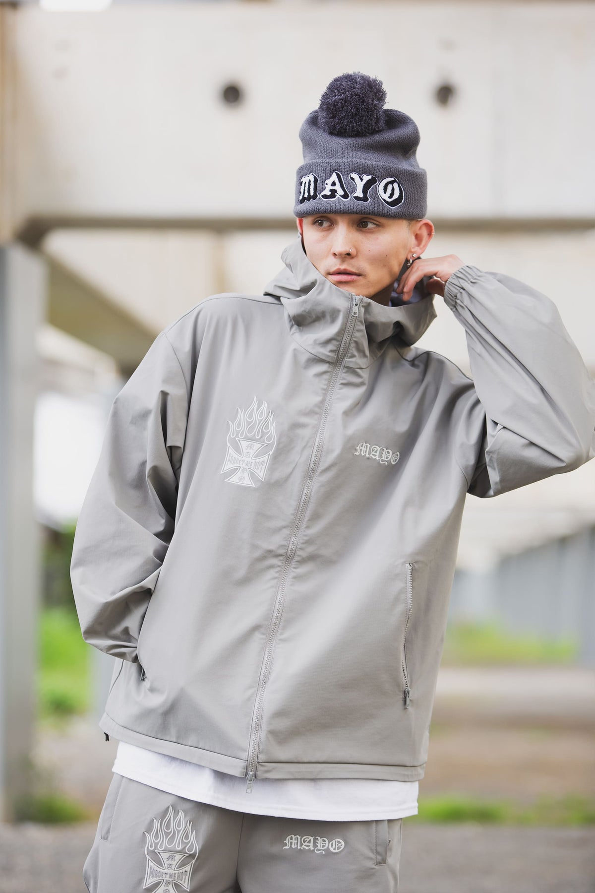 FIRE IRON CROSS EMBROIDERY NYLON JKT
