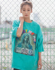 MARIA EMBROIDERY & PRINT RHINE STONE SHORT SLEEVE TEE