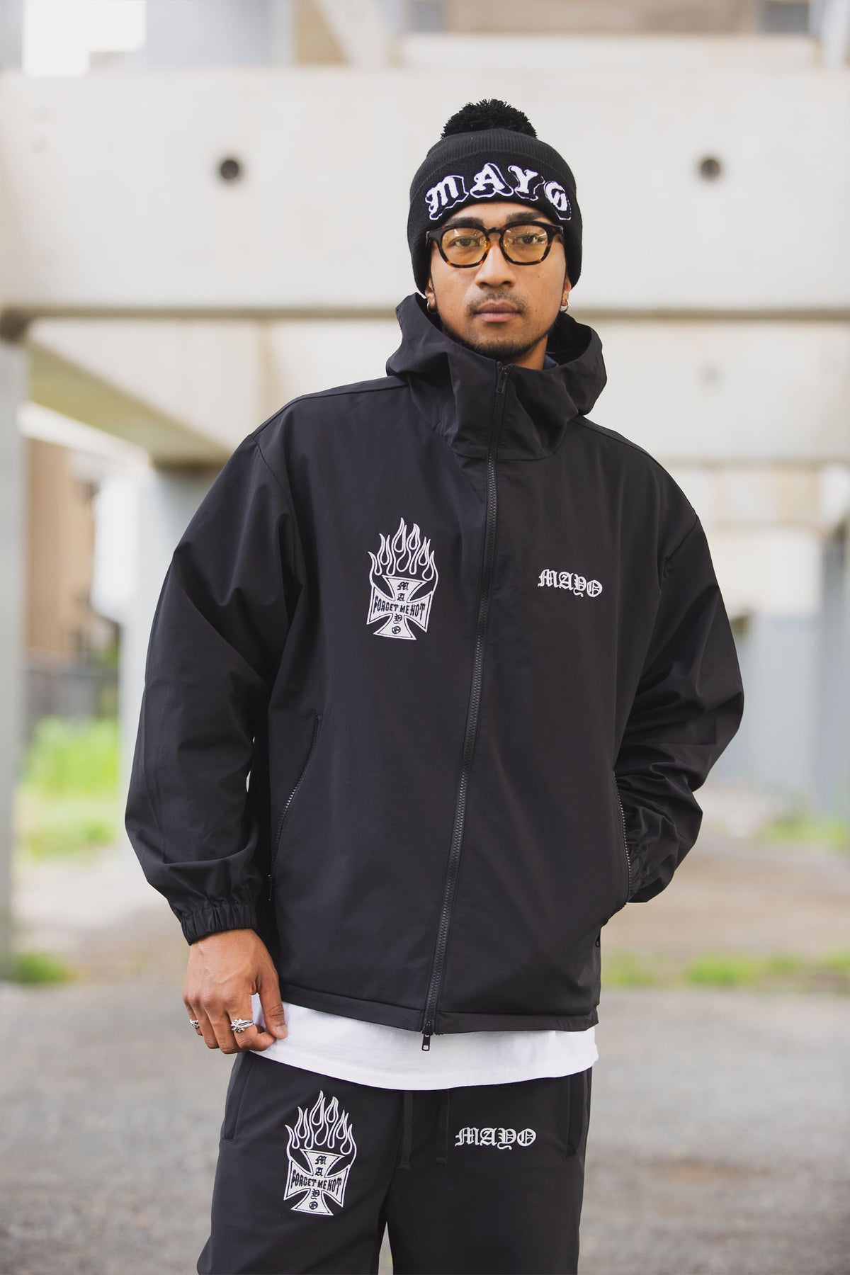 FIRE IRON CROSS EMBROIDERY NYLON JKT