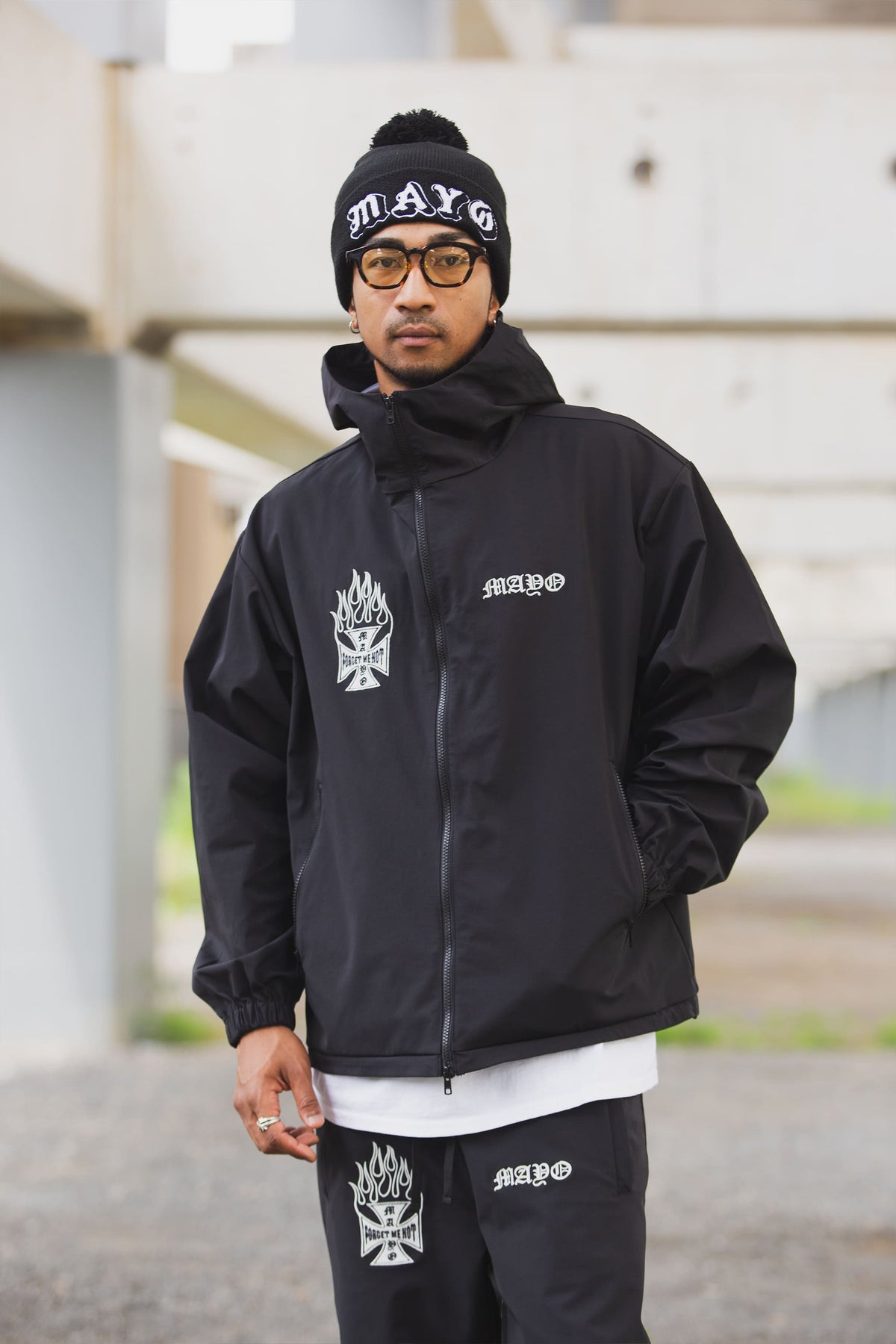 FIRE IRON CROSS EMBROIDERY NYLON JKT
