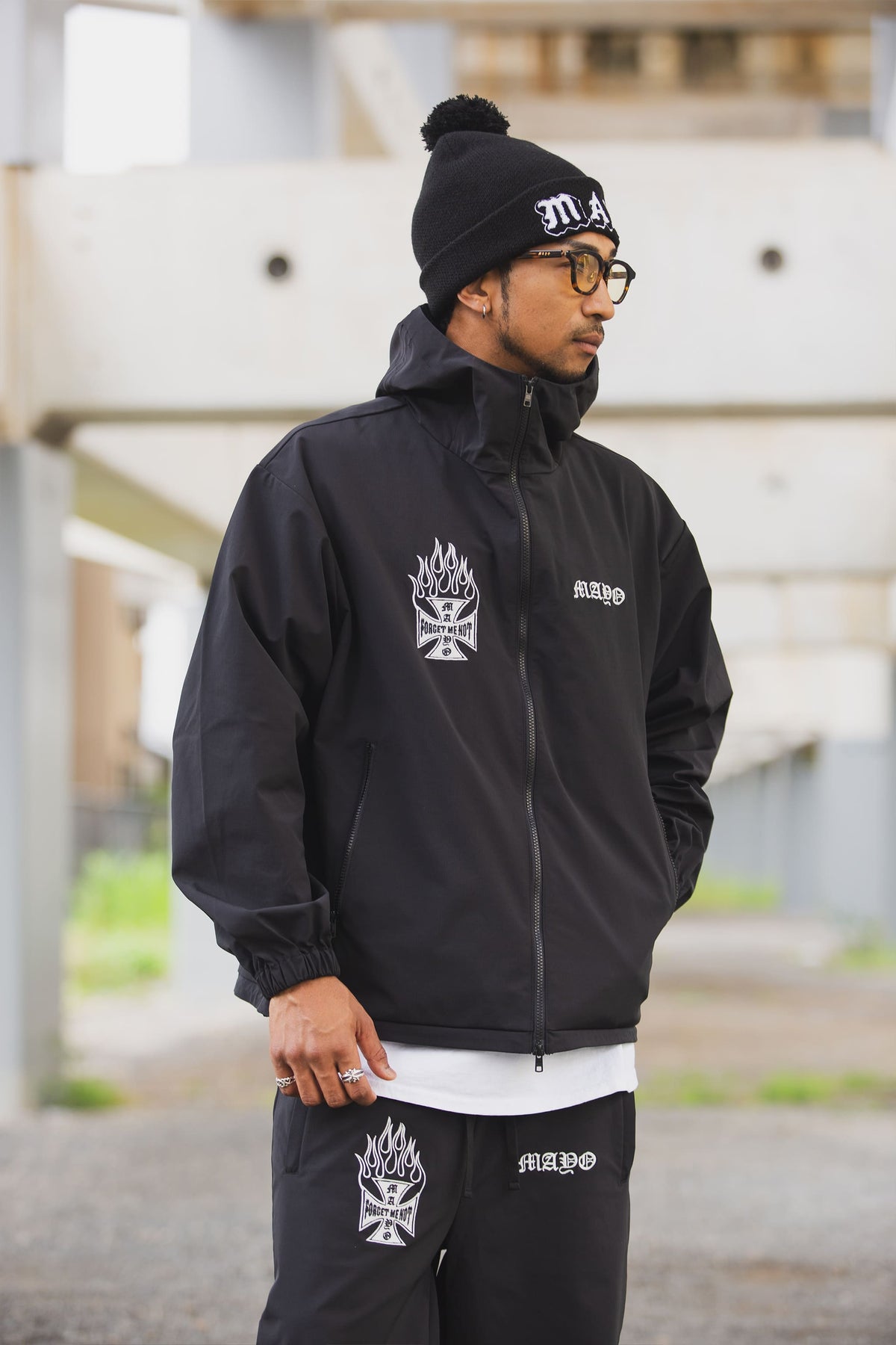 FIRE IRON CROSS EMBROIDERY NYLON JKT