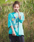 MARIA EMBROIDERY & PRINT RHINE STONE SHORT SLEEVE TEE