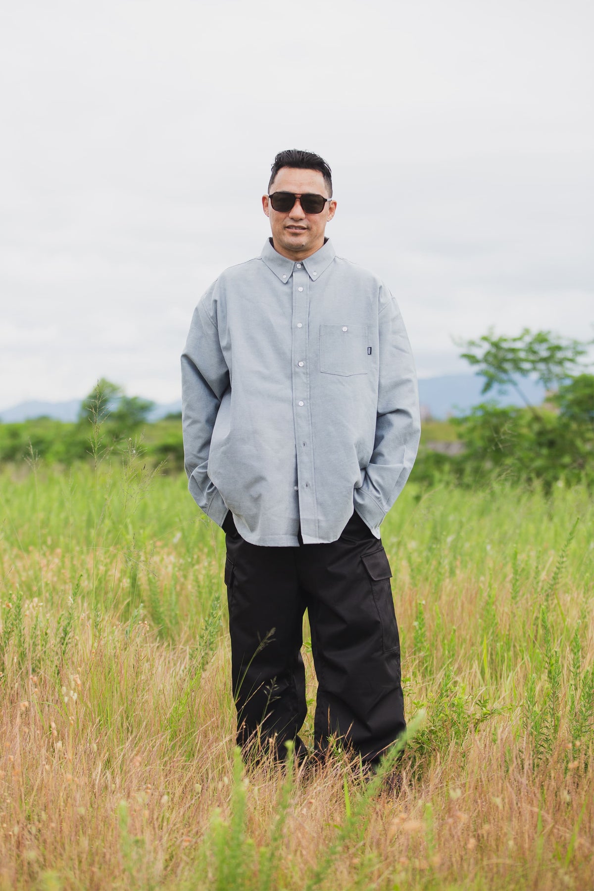 THUNDER FRANKEN EMBROIDERY LONG SLEEVED BUTTON-DOWN SHIRT