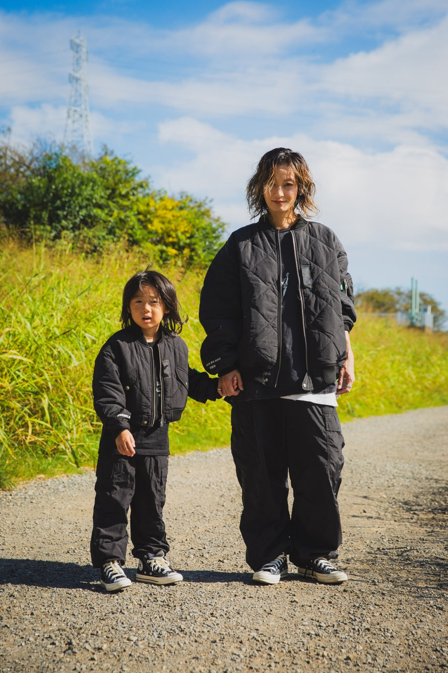 【KIDS】FGMN MAYO EMBROIDERY NYLON CARGO PANTS - BLACK