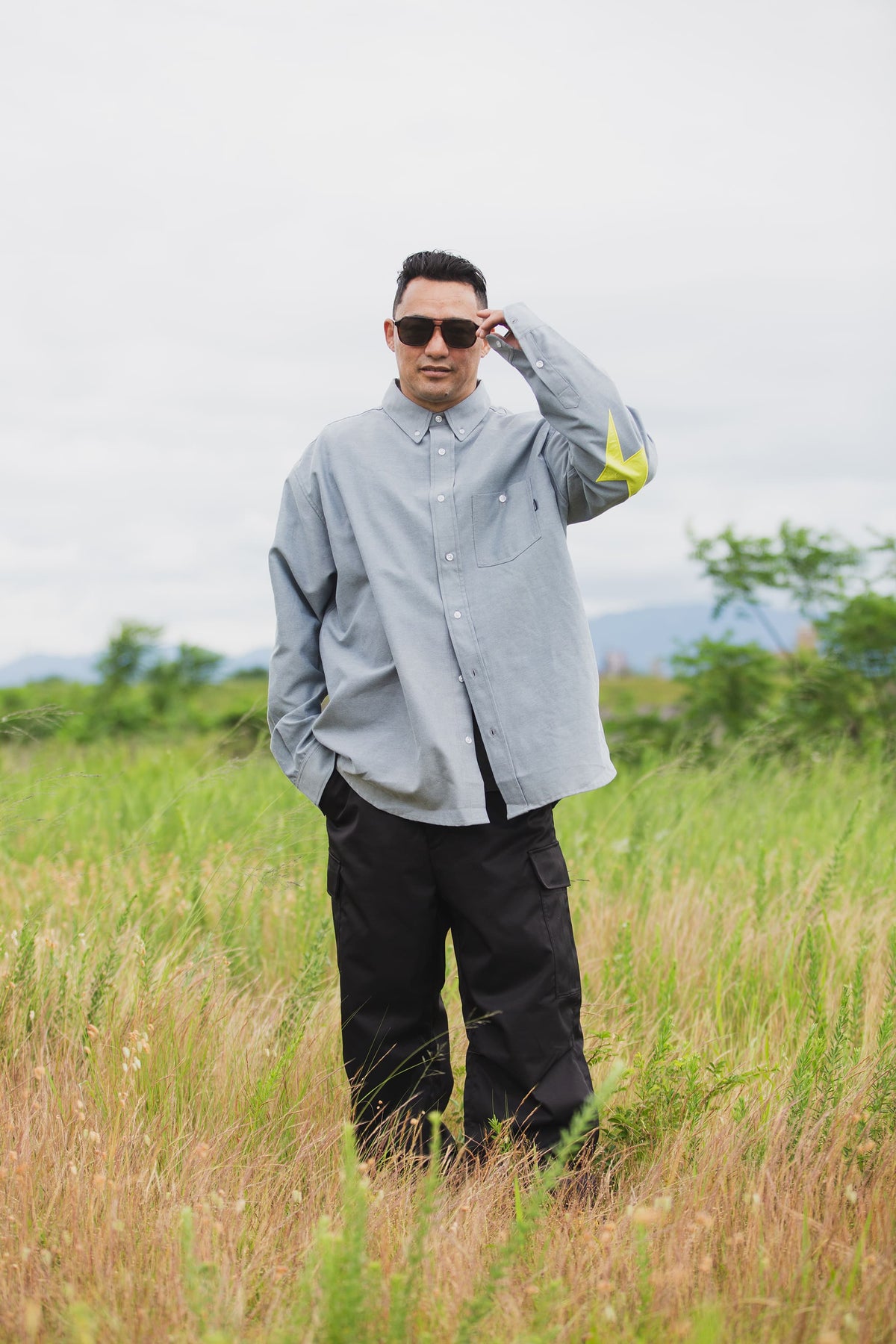 THUNDER FRANKEN EMBROIDERY LONG SLEEVED BUTTON-DOWN SHIRT