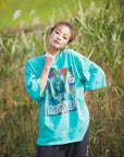 MARIA EMBROIDERY & PRINT RHINE STONE SHORT SLEEVE TEE
