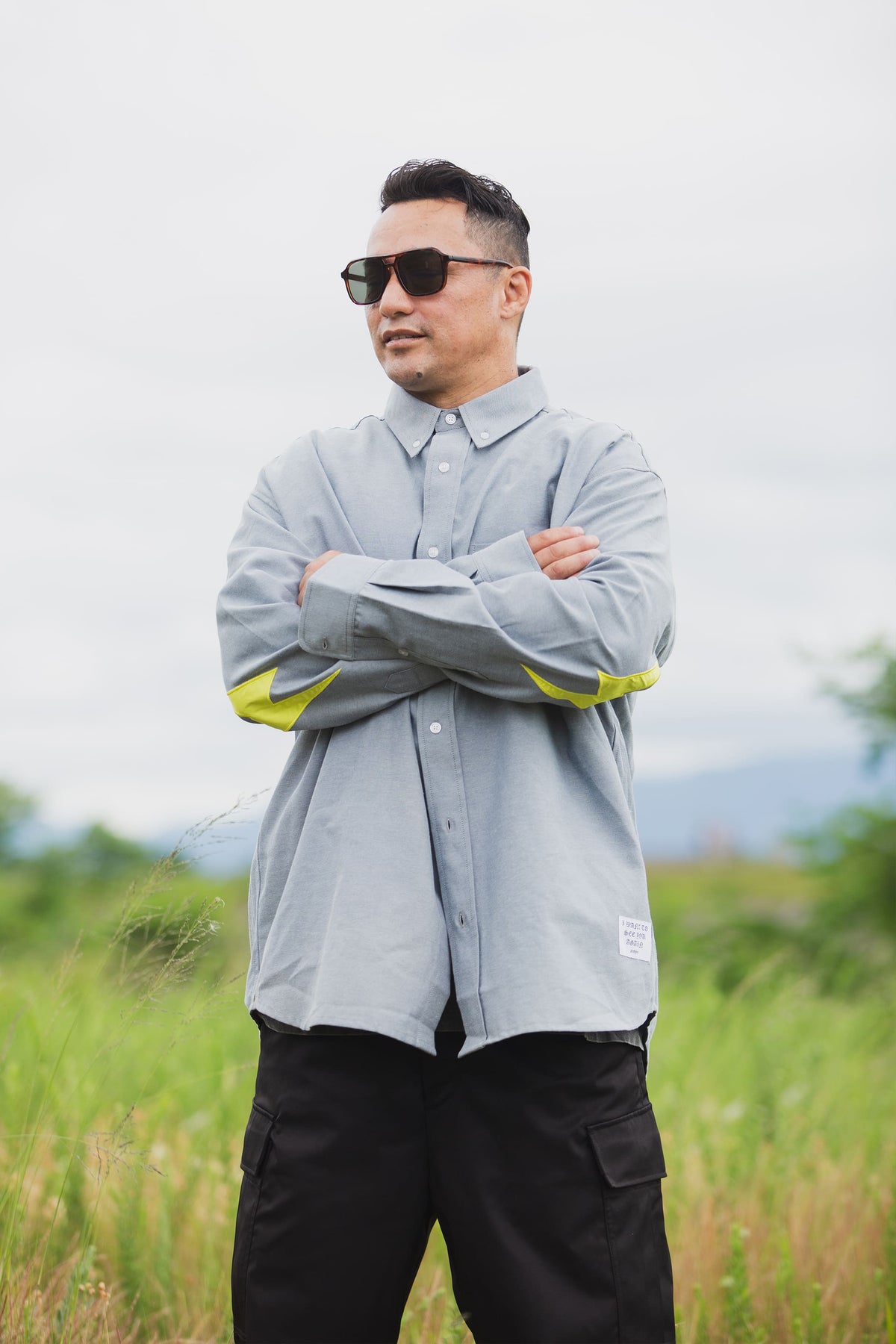 THUNDER FRANKEN EMBROIDERY LONG SLEEVED BUTTON-DOWN SHIRT